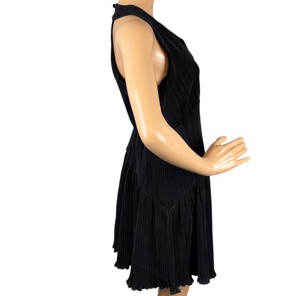Ciebon Maja halter Dress Plisse' Pleats Deep V Neck Black SZ S NWOT Designer - Picture 4 of 10